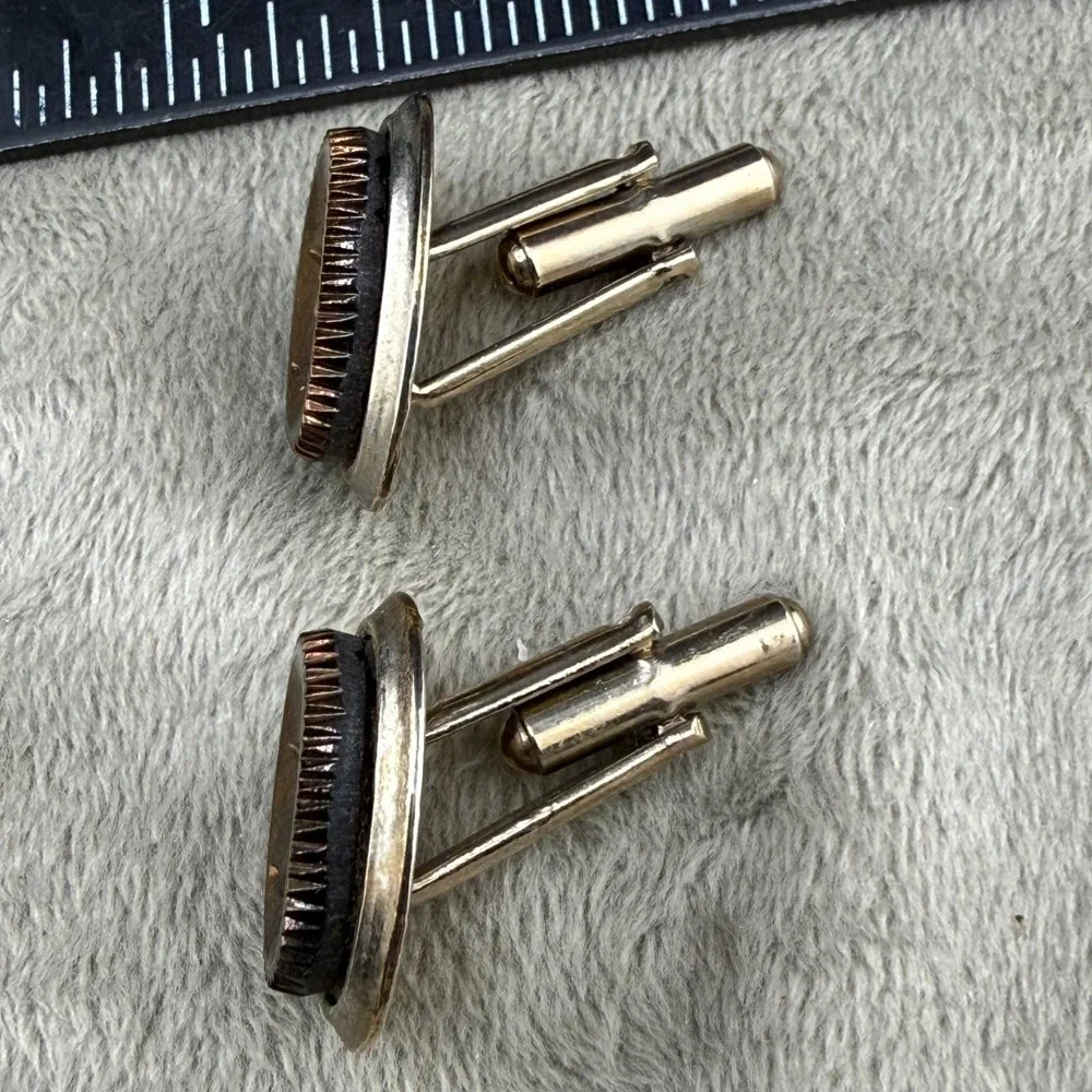 Vintage Roman Soldier Cufflinks Gold‎ Tone Cameo